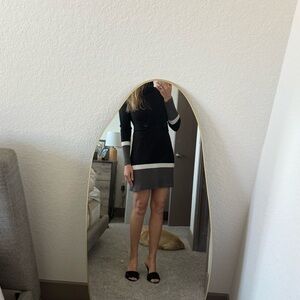 Black and Gray Women's Turtleneck Sweater Dress